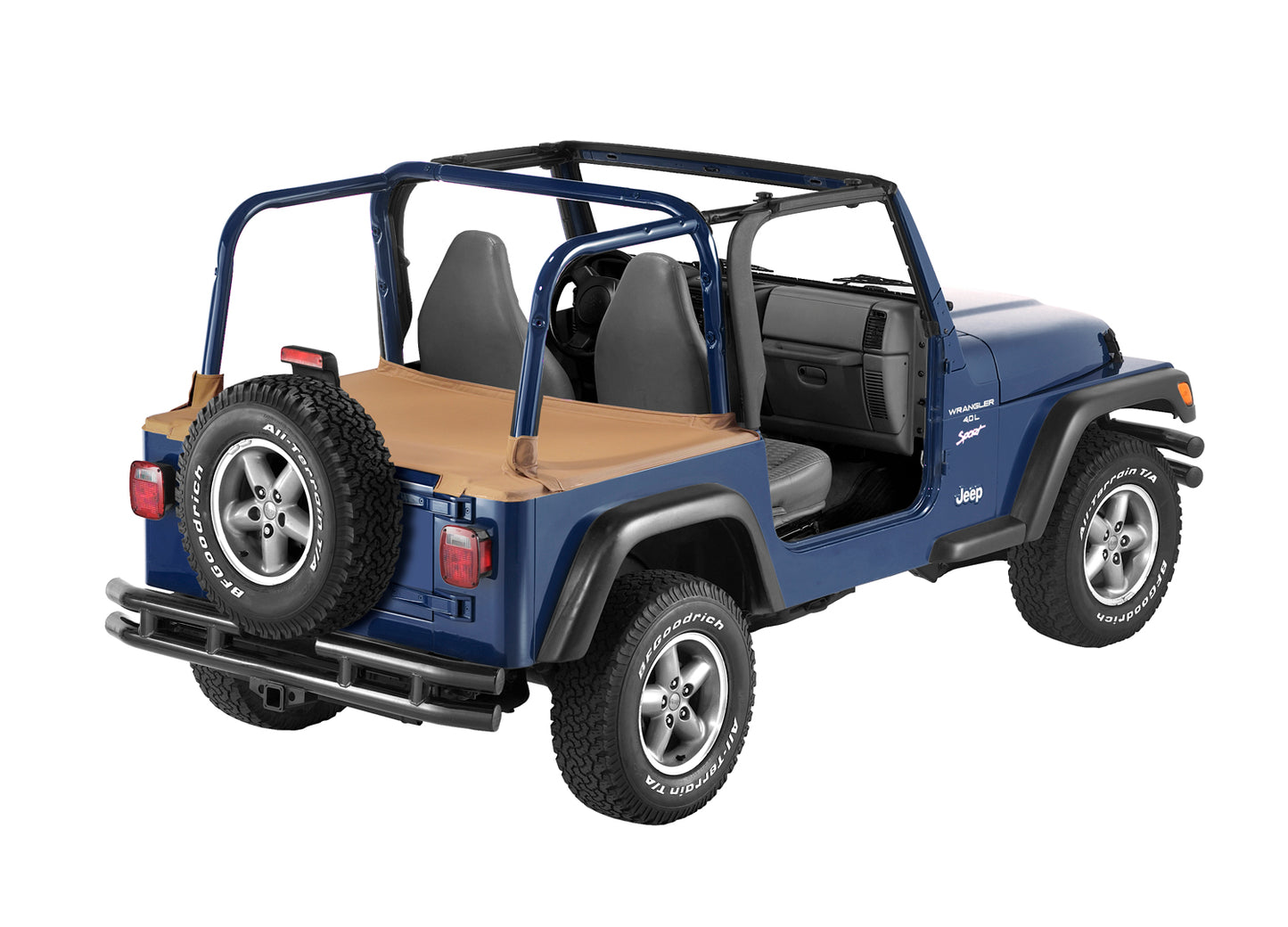Cargo Deck Covers For Jeep 1997-2002 Wrangler TJ Standard Factory Hardtop Removed No Belt Rail Channels Spice Bestop