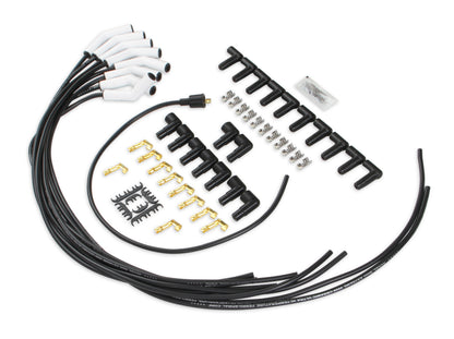 Spark Plug Wire Set Universal 135 Deg White Ceramic Boots 9002C, Spark Plug Wires, Pro Fit Ceramic, Spiral Core, 8Mm, Black, Set ACCEL-2