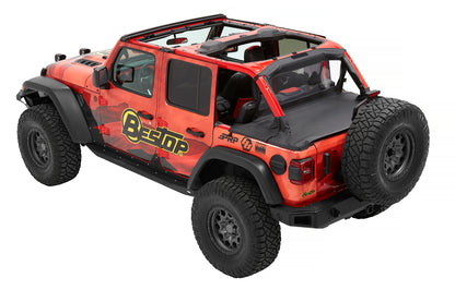 Cargo Deck Covers For Jeep 2018-2023 Wrangler JL 4 Door Factory Soft top Removed No Belt Rail Channels Black Diamond Bestop-1