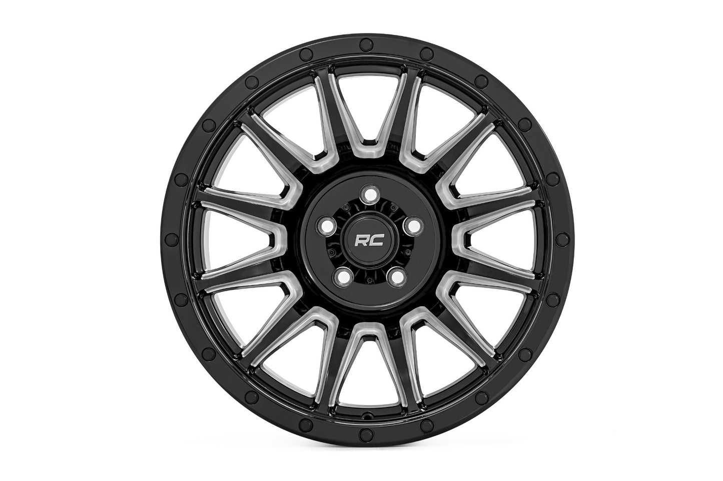 90 Series Wheel One-Piece Gloss Black w/machined spokes 18x9 Rough Country-7