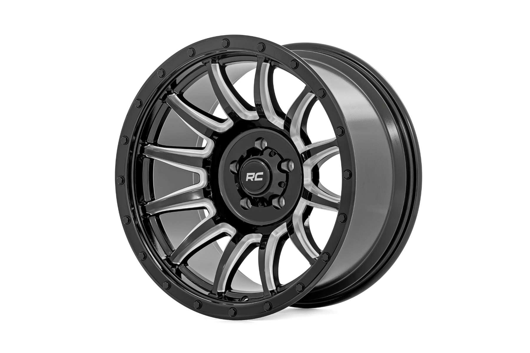 90 Series Wheel One-Piece Gloss Black w/machined spokes 18x9 Rough Country