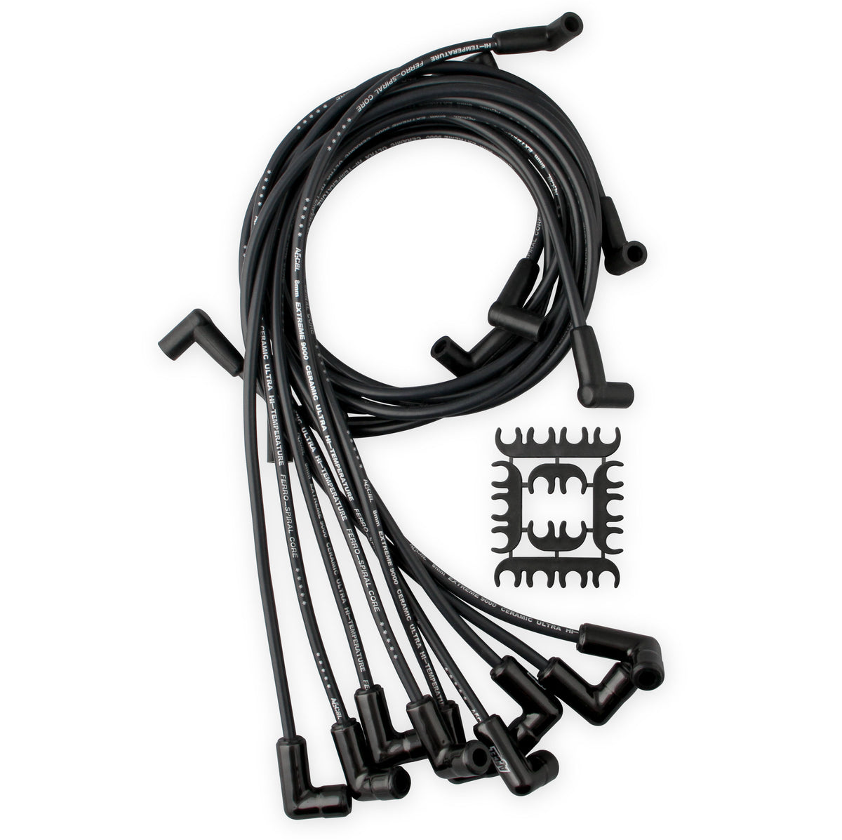 Spark Plug Wire Set Chevy Small Block- Hei 75-86 Wires Under Valve Cover Black ustom Fit Extreme Heat Black Ceramic Boot Spark Plug Wire Set ACCEL