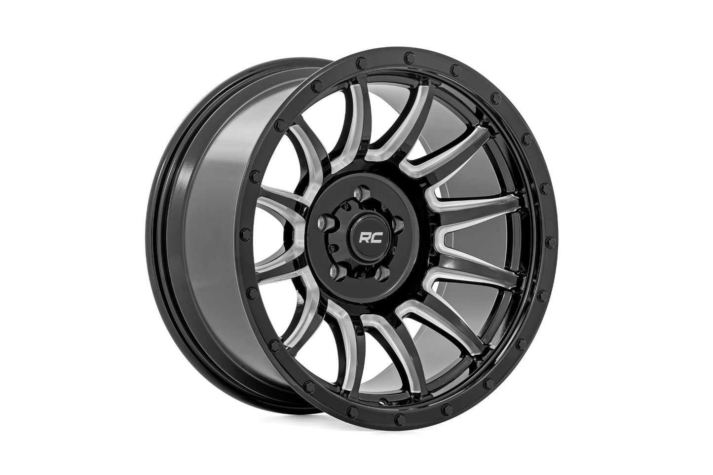 90 Series Wheel One-Piece Gloss Black w/machined spokes 20x9 Rough Country-8