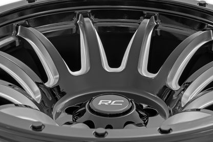 90 Series Wheel One-Piece Gloss Black w/machined spokes 20x9 Rough Country-11