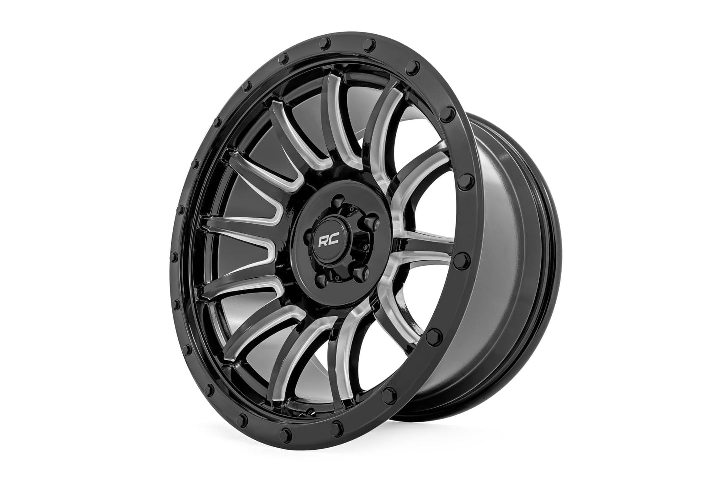 90 Series Wheel One-Piece Gloss Black w/machined spokes 20x9 Rough Country-3