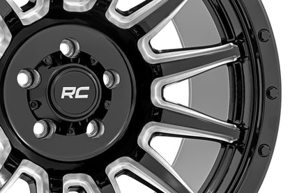 90 Series Wheel One-Piece Gloss Black w/machined spokes 20x10 Rough Country-10