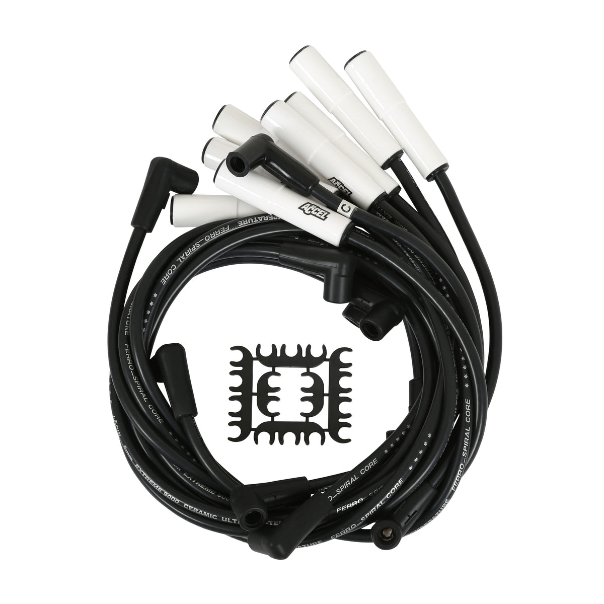 Spark Plug Wire Set Extreme 9000 Ceramic- Chevy/Gm Big Block 90-95 (Except Ss) This Custom Fit Extreme Heat Ceramic Boot Spark Plug Wire Set Fits Chevy / GM Big Block 1990-1995 (Except Ss) ACCEL