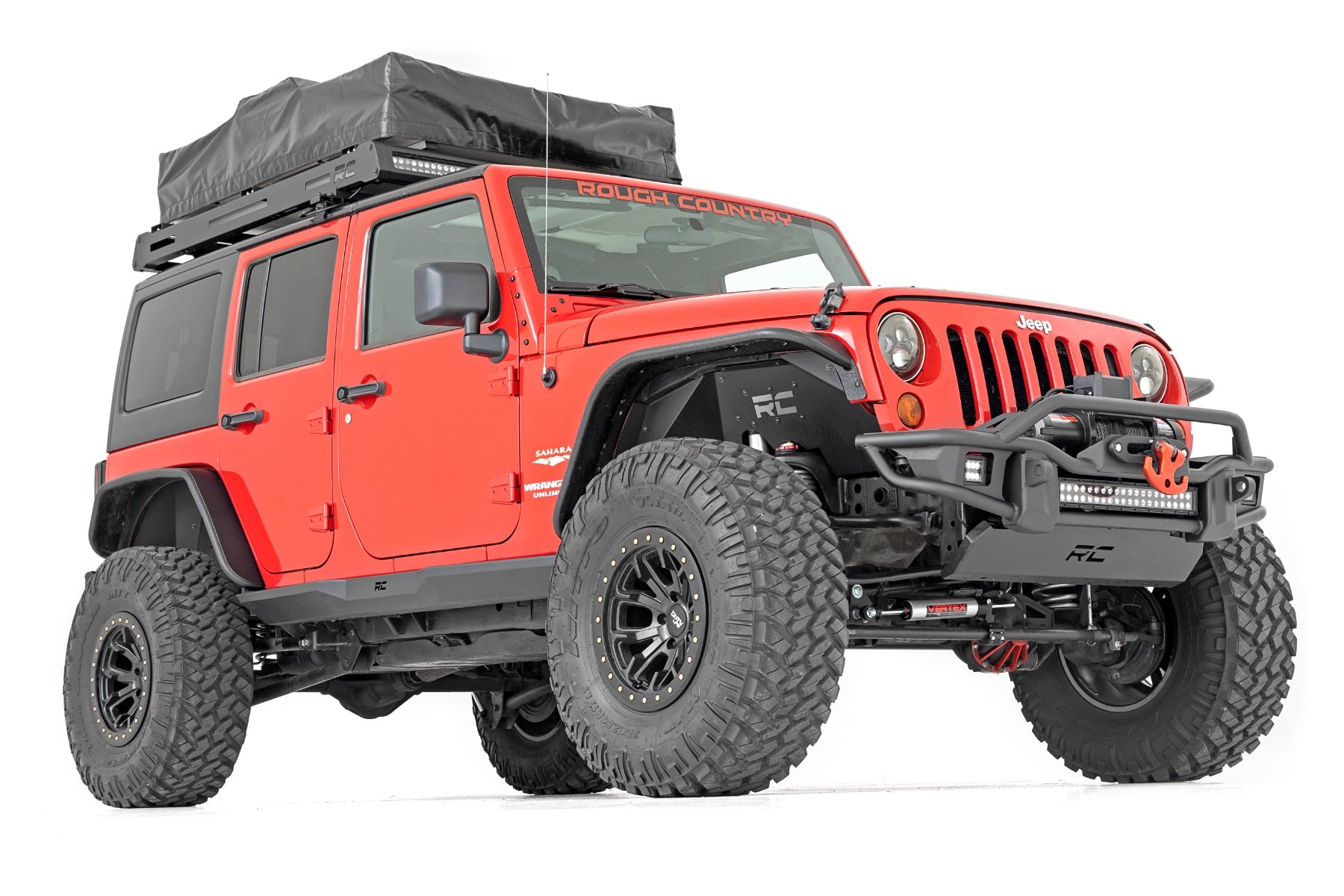 Rough Country Rock Sliders Heavy Duty 4-Door 07-18 Jeep Wrangler JK 4WD Rough Country