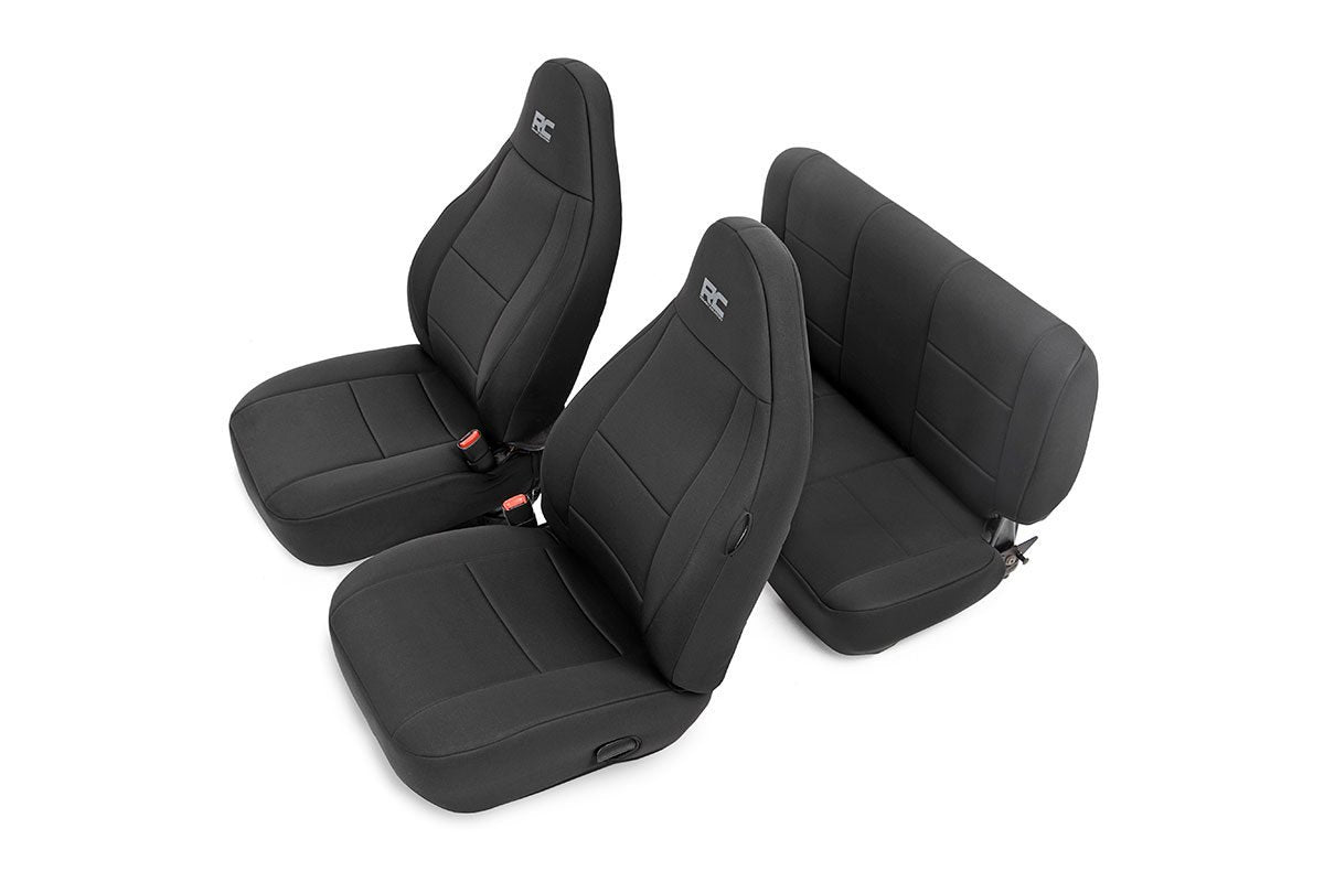 Rough Country Jeep Neoprene Seat Cover Set Black 97-02 Wrangler TJ Rough Country