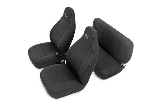 Rough Country Jeep Neoprene Seat Cover Set Black 97-02 Wrangler TJ Rough Country