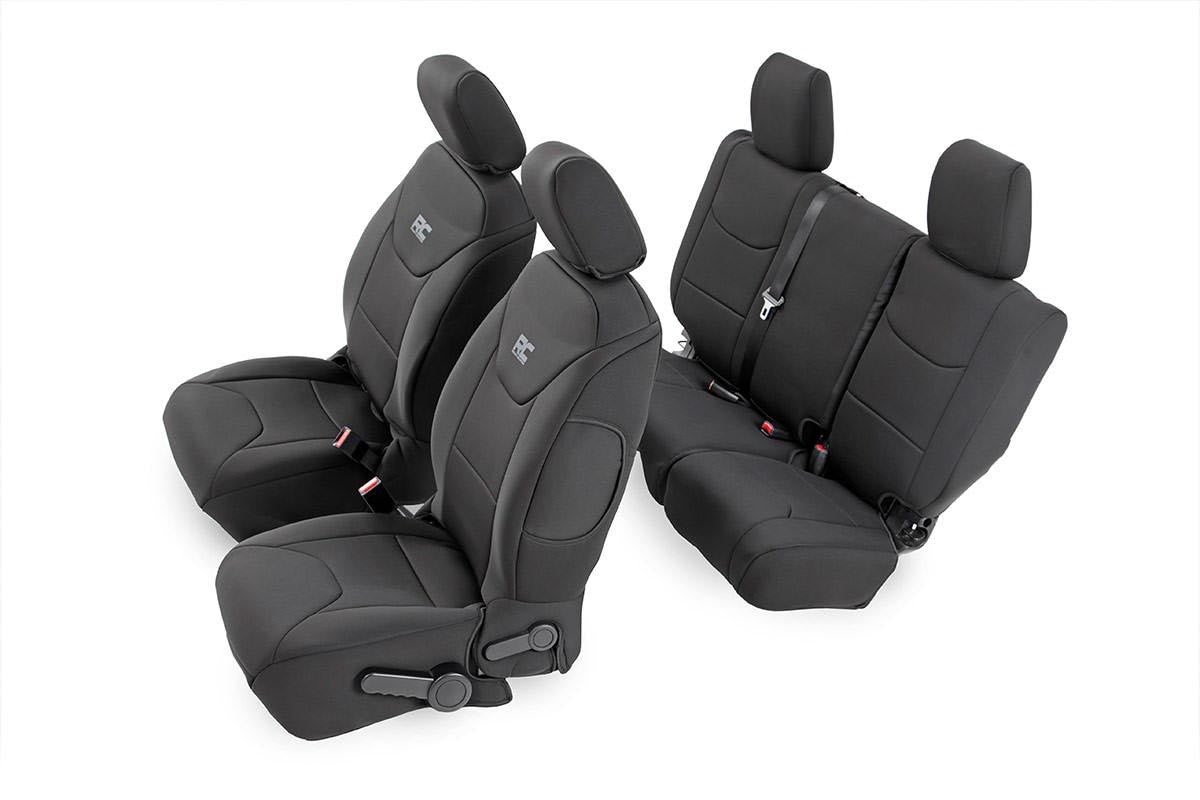 Jeep Neoprene Seat Cover Black 13-18 Wrangler JK Unlimited Rough Country