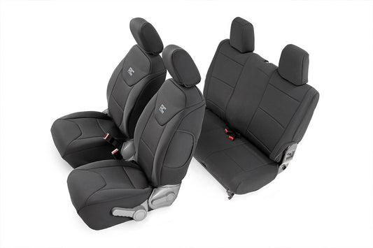 Rough Country Jeep Neoprene Seat Cover Set Black 07-10 Wrangler JK 2 Door Rough Country