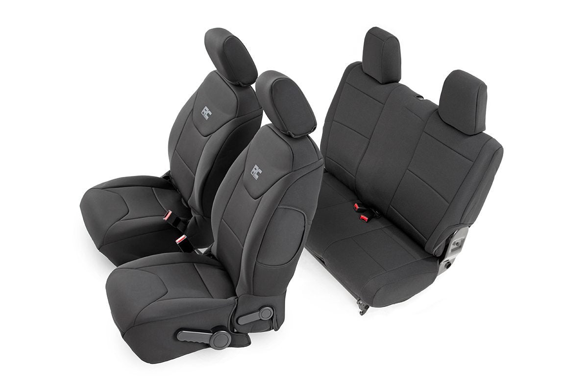 Rough Country Jeep Neoprene Seat Cover Set Black 13-18 Wrangler JK 2 Door Rough Country