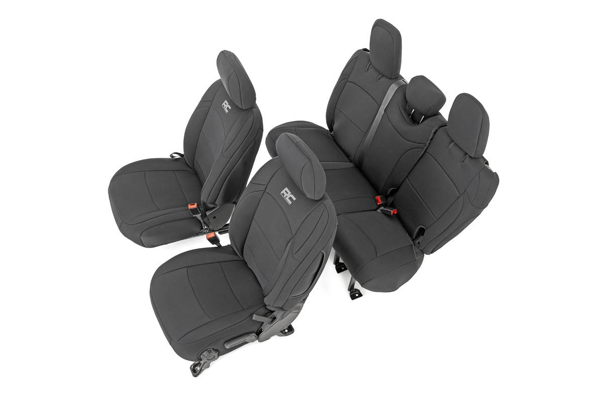 Rough Country Jeep Neoprene Seat Cover Set Black 18-20 Wrangler JL Rough Country