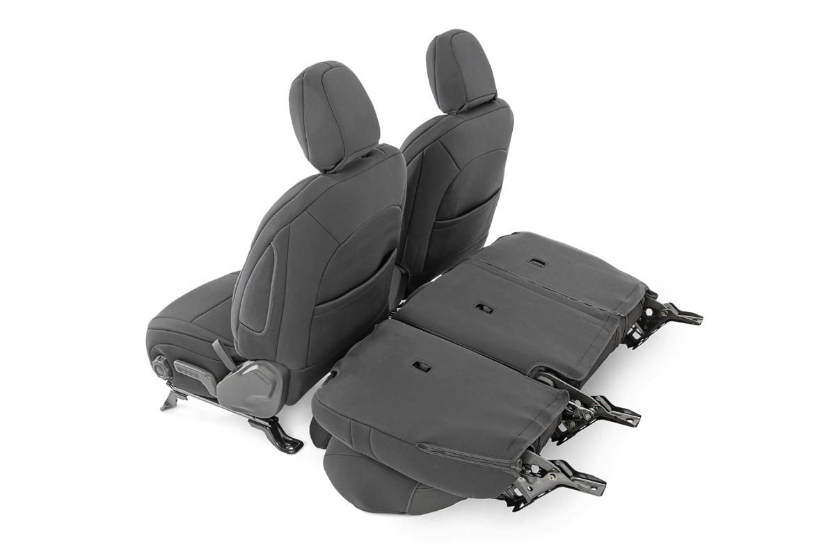 Rough Country Jeep Neoprene Seat Cover Set Black 18-20 Wrangler JL Rough Country
