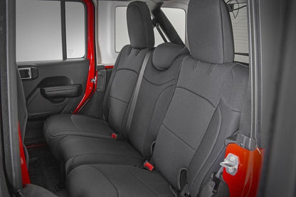 Jeep Neoprene Seat Cover Set Black 18-20 Wrangler JL Unlimited w/Rear Center Armrest Rough Country-2