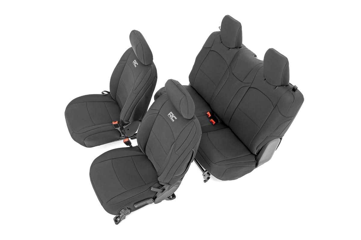 Rough Country Jeep Neoprene Seat Cover Set Black 18-20 Wrangler JL Rough Country