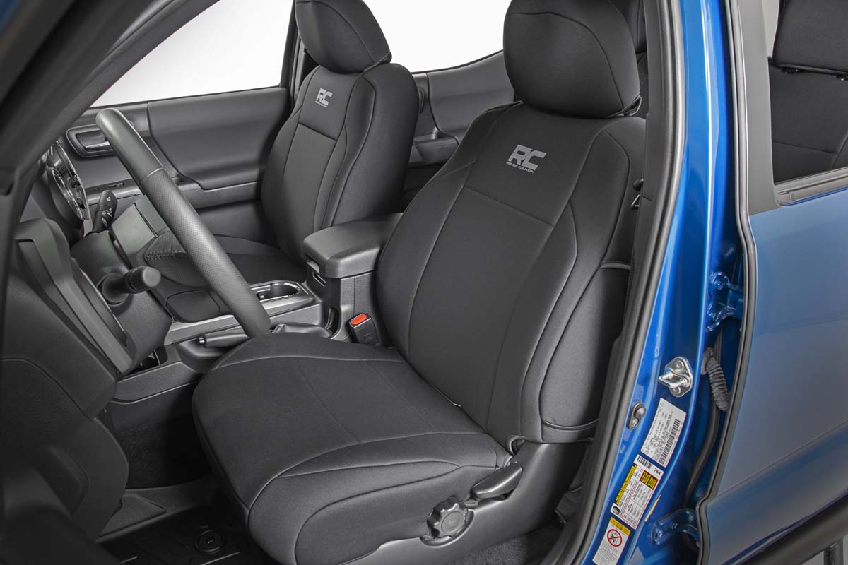 Rough Country Tacoma Neoprene Front and Rear Seat Covers For 16-Pres Toyota Tacoma Crew Cab Rough Country