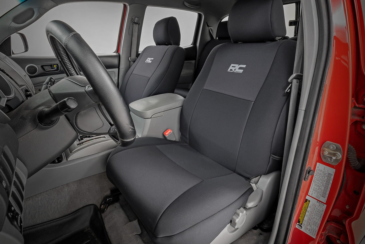 Seat Covers Black FR & RR Crew Cab Toyota Tacoma 2WD/4WD (2005-2015) Rough Country-1