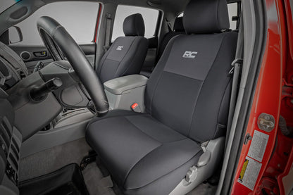 Seat Covers Black FR & RR Crew Cab Toyota Tacoma 2WD/4WD (2005-2015) Rough Country-1