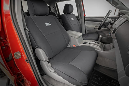 Seat Covers Black FR & RR Crew Cab Toyota Tacoma 2WD/4WD (2005-2015) Rough Country-2