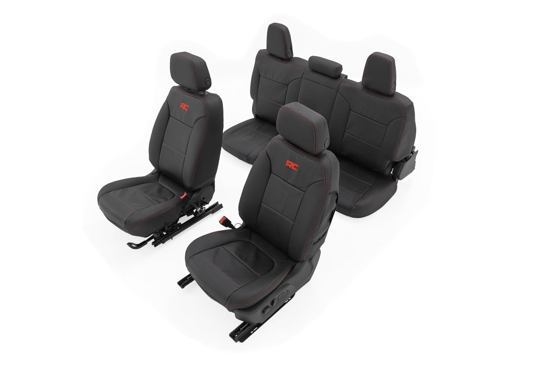 Leather Seat Covers FR Bucket RR 60/40 Chevy/GMC Sierra 1500 (19-25)/Silverado 1500 (19-26) Rough Country-4