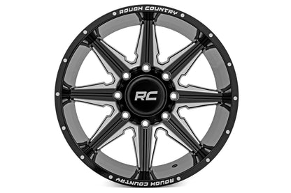91 Series Milled One-Piece Gloss Black 22x12 8x6.5 -44mm Rough Country-1
