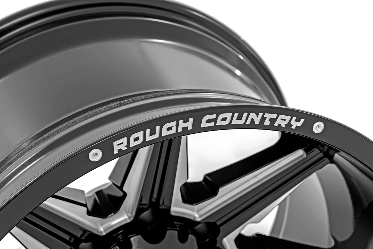 Rough Country 91 Series Milled One-Piece Gloss Black 22x12 8x6.5 -44mm Rough Country