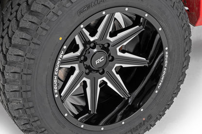 91 Series Milled One-Piece Gloss Black 22x12 8x6.5 -44mm Rough Country-6