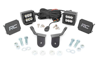 LED Light Kit Cage Mount 2 Inch Black Pair Honda Pioneer 1000 Rough Country-4