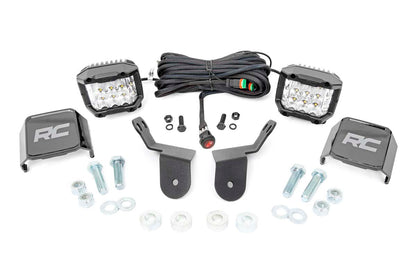 LED Light Kit Cage Mount 2 Inch Chrome Pair Wide Angle Honda Pioneer 1000 Rough Country