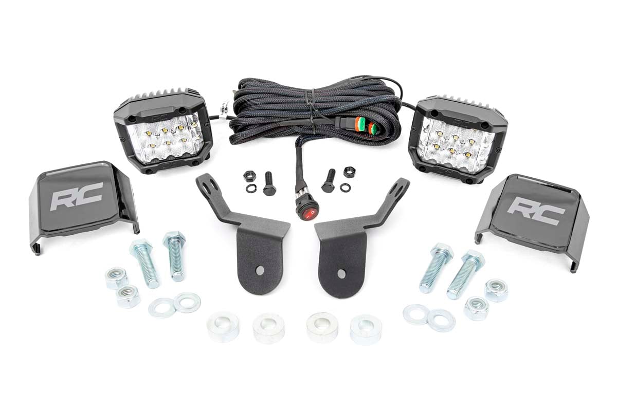 LED Light Kit | Cage Mount | 2" Chrome Pair | Wide Angle | Honda Pioneer 1000-5  Rough Country