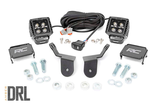 LED Light Kit Cage Mount 2 Inch Black Pair Amber DRL Honda Pioneer 1000/Pioneer 1000-6 Rough Country
