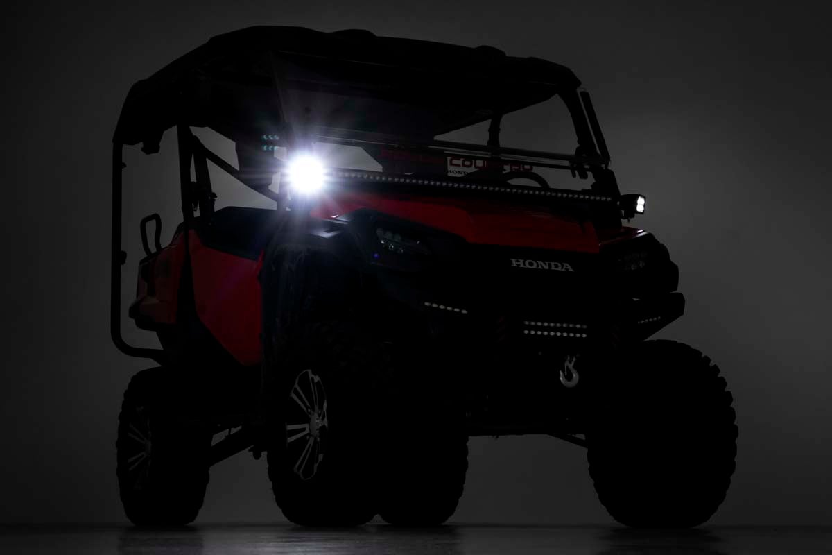 LED Light Kit Cage Mount 2 Inch Black Pair Amber DRL Honda Pioneer 1000/Pioneer 1000-6 Rough Country-1