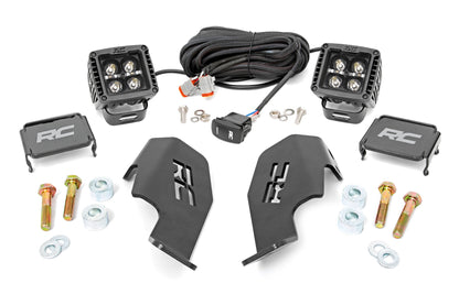 LED Light Kit Cage Mount 2 Inch Black Pair White DRL Honda Talon 1000 Rough Country