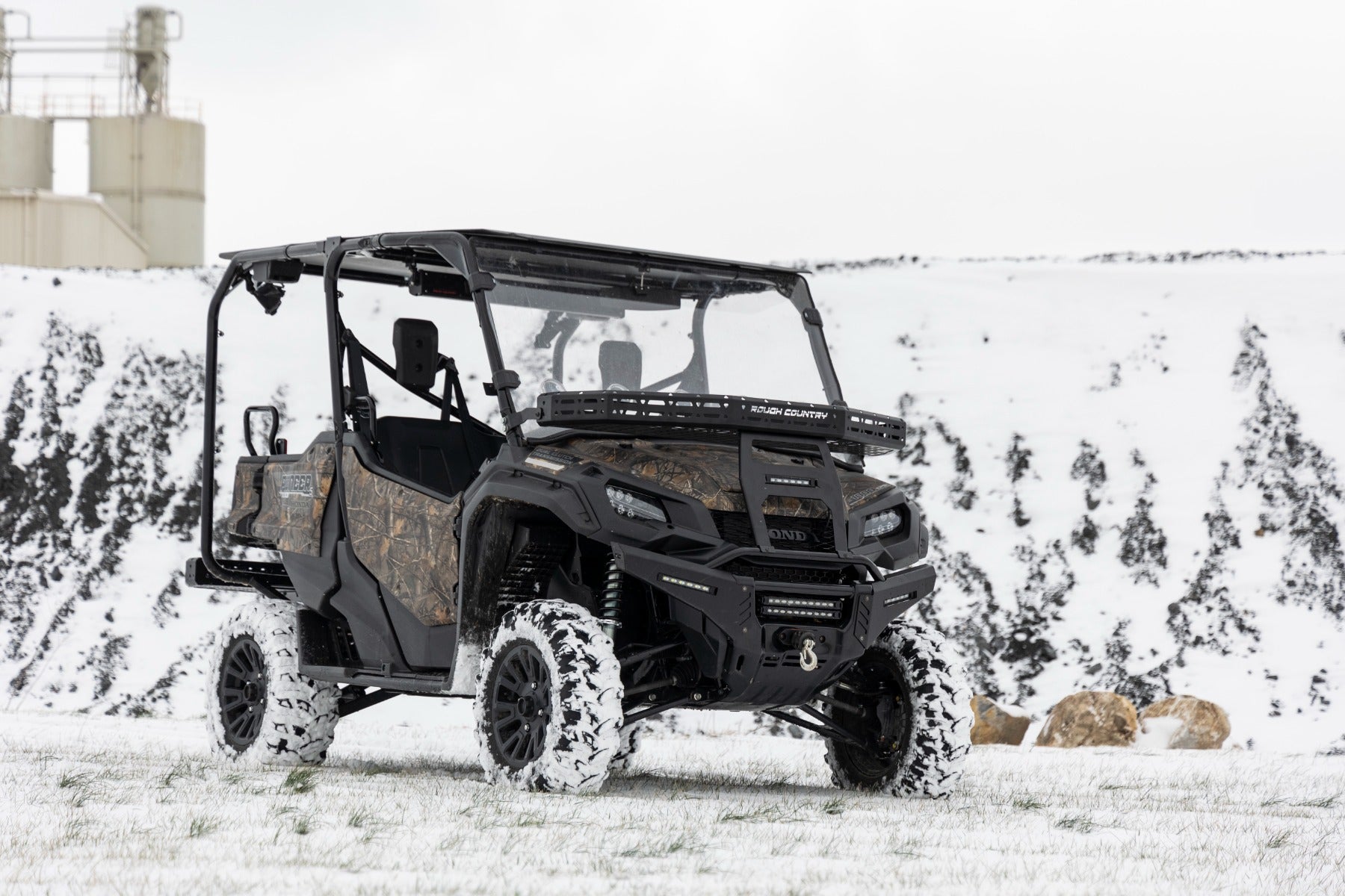 Front Cargo Rack Black Series LED 6 Inch Light Slim Line Honda Pioneer 1000 Rough Country-5