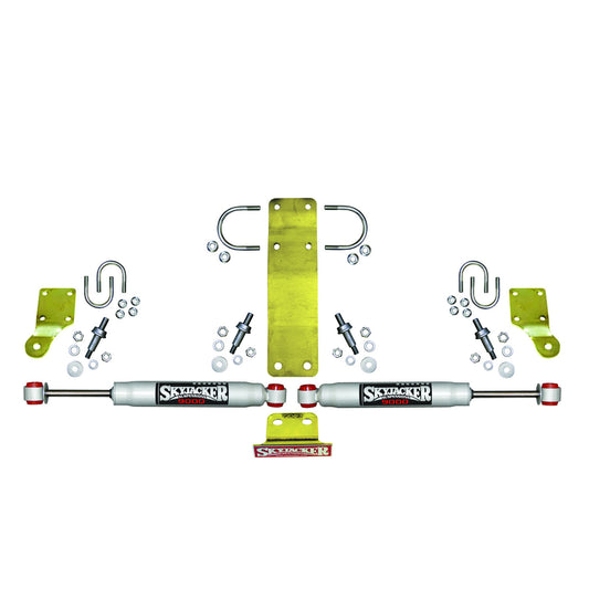 Steering Stabilizer Dual Kit Incl. 9000 Steering Dampners Brackets Hardware For Use w/HD Tie Rod Assembly PN JK717TR Or Other Tie Rod Using 1.75 Inch OD Silver Skyjacker
