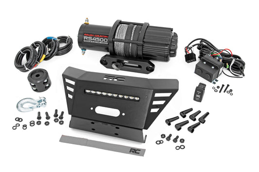 Winch Plate 4500-LB Winch 10 Inch Black Slimline Honda Pioneer 520 Rough Country