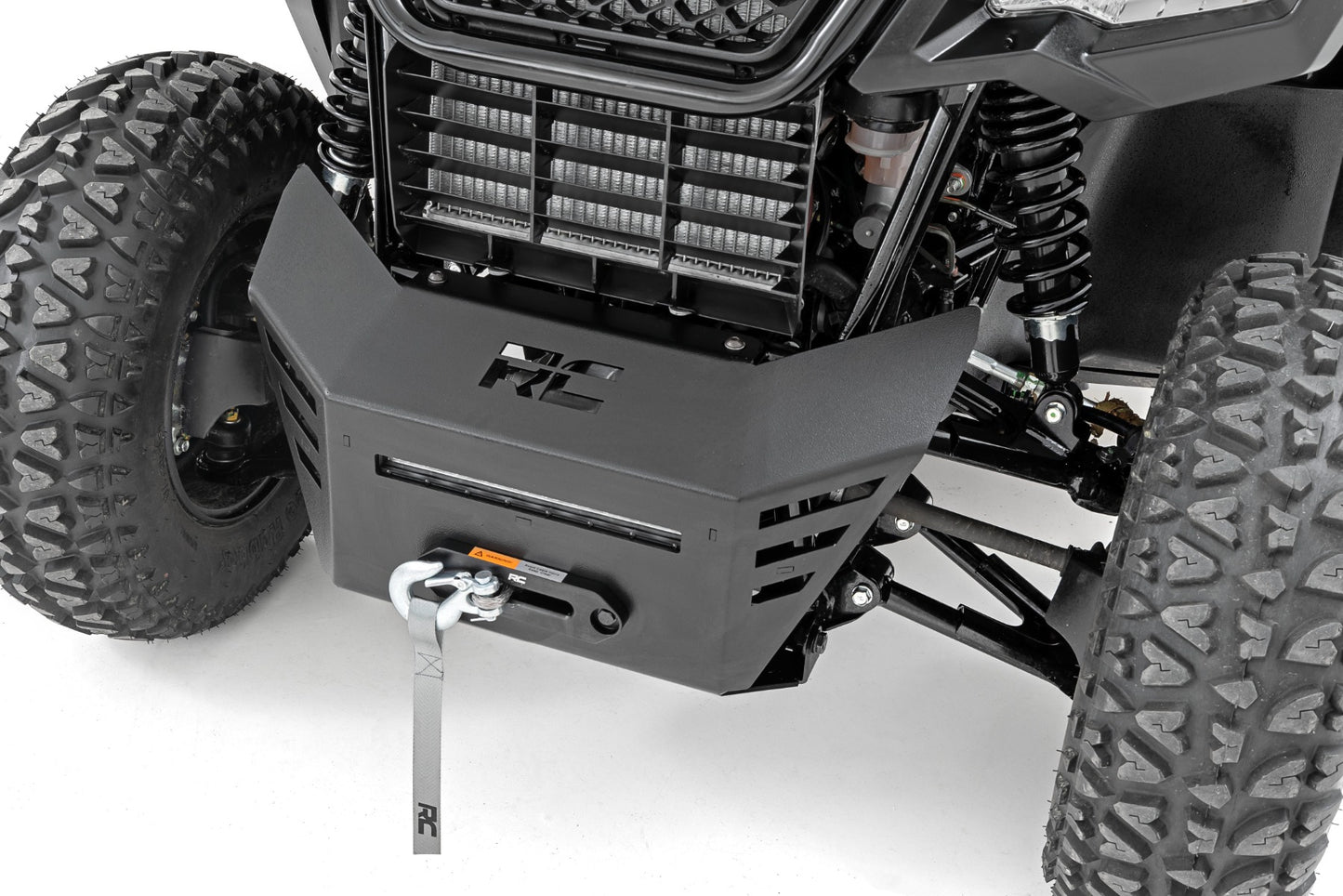 Winch Plate 4500-LB Winch 10 Inch Black Slimline Honda Pioneer 520 Rough Country-1