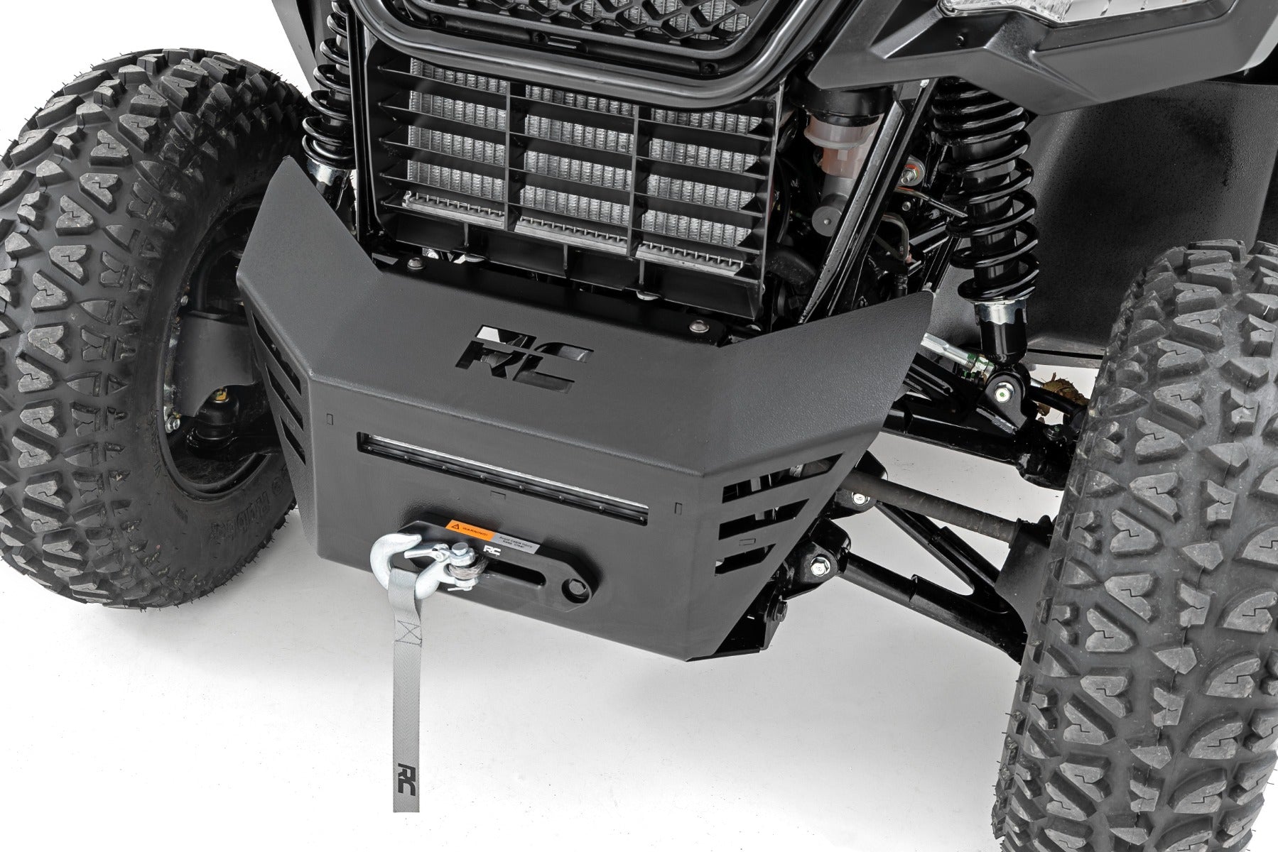 Winch Plate 4500-LB Winch 10 Inch Black Slimline Honda Pioneer 520 Rough Country-1