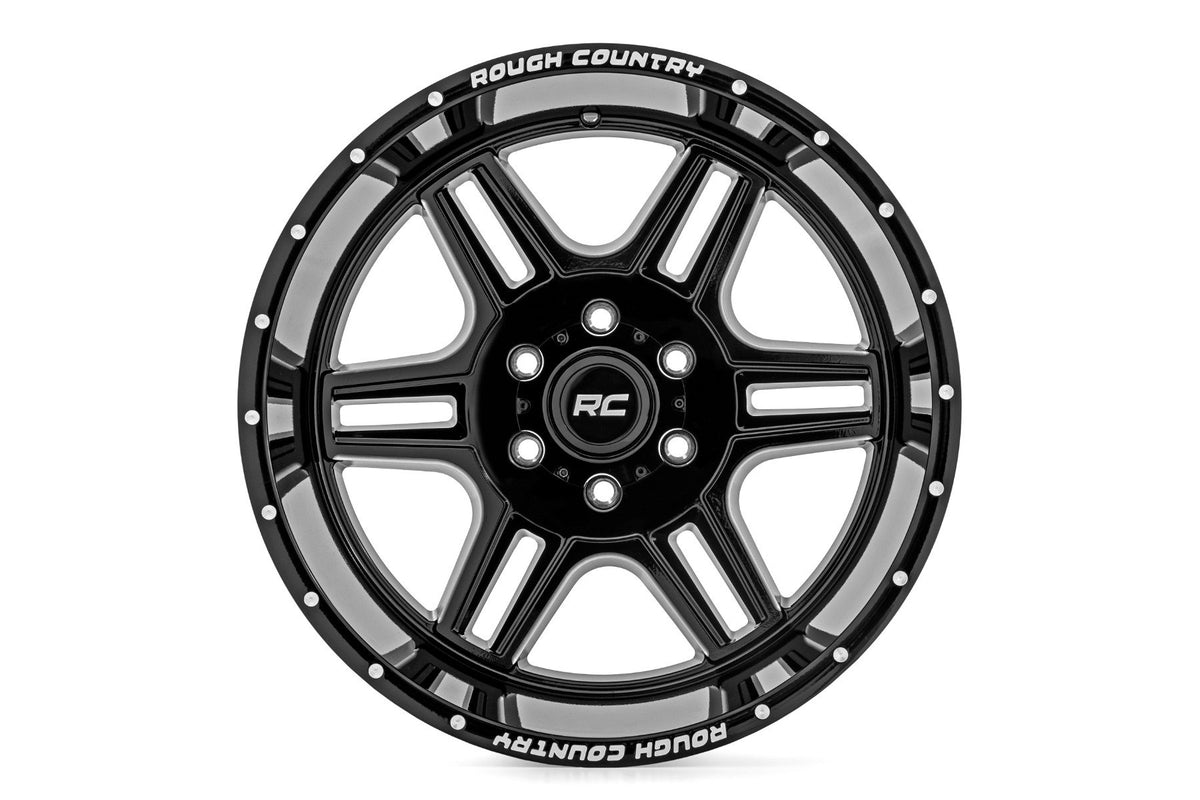 92 Series Wheel Machined One-Piece Gloss Black 20x12 8x170 -44mm Rough Country-2
