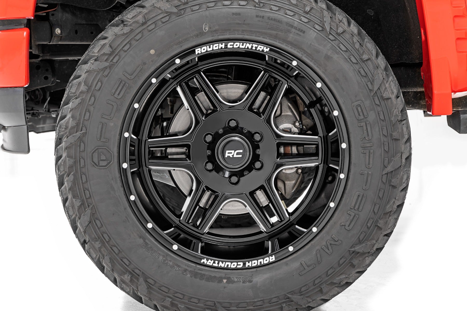 92 Series Wheel Machined One-Piece Gloss Black 22x12 8x6.5 -44mm Rough Country-5