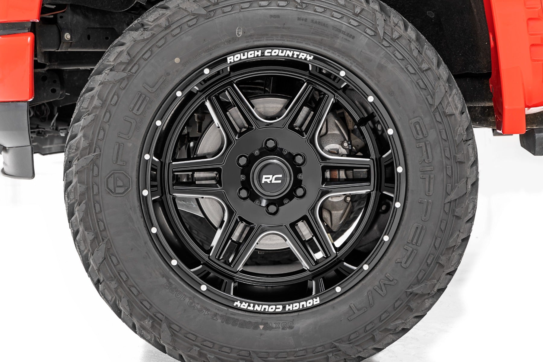 92 Series Wheel Machined One-Piece Gloss Black 22x12 6x5.5 -44mm Rough Country-5
