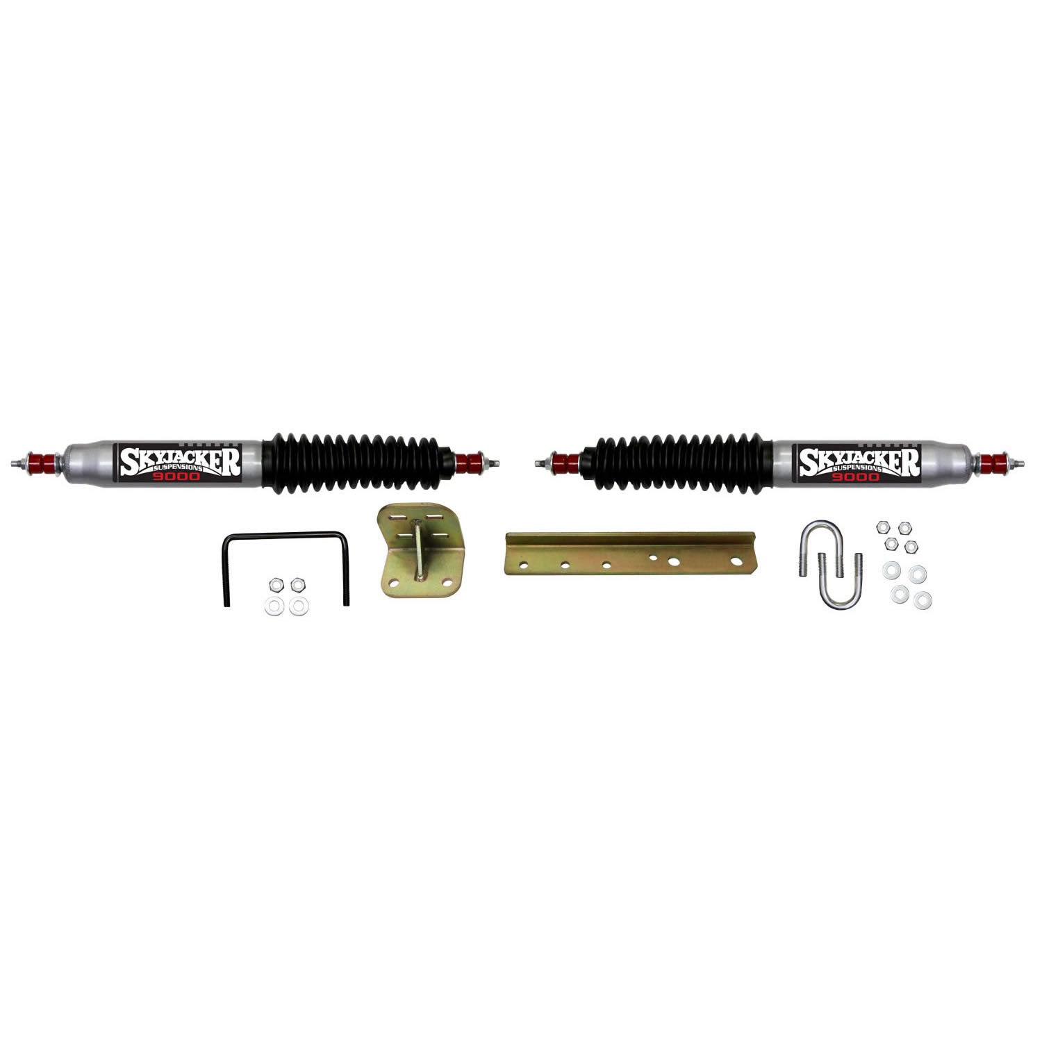 Steering Stabilizer Dual Kit w/o OEM Location Silver w/Black Boots Skyjacker