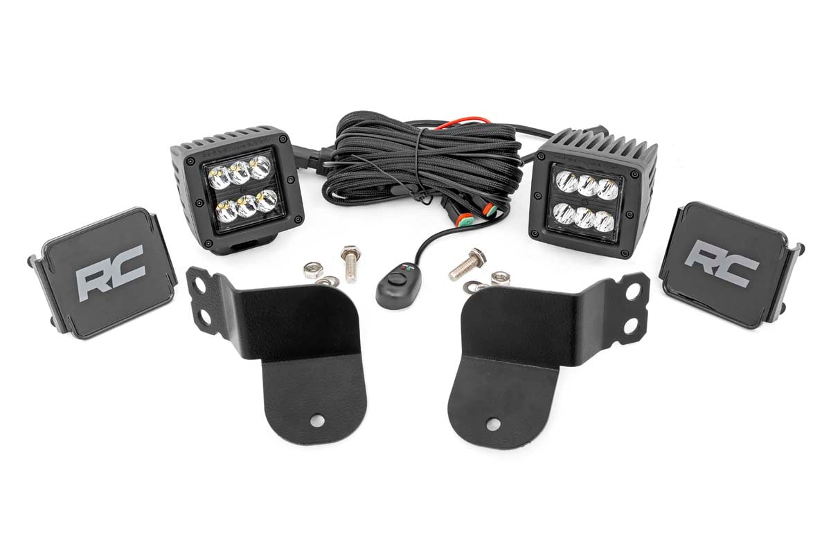 LED Light Kit | Cage Mount | 2" Black Pair | Spot | Polaris General XP 4 1000  Rough Country