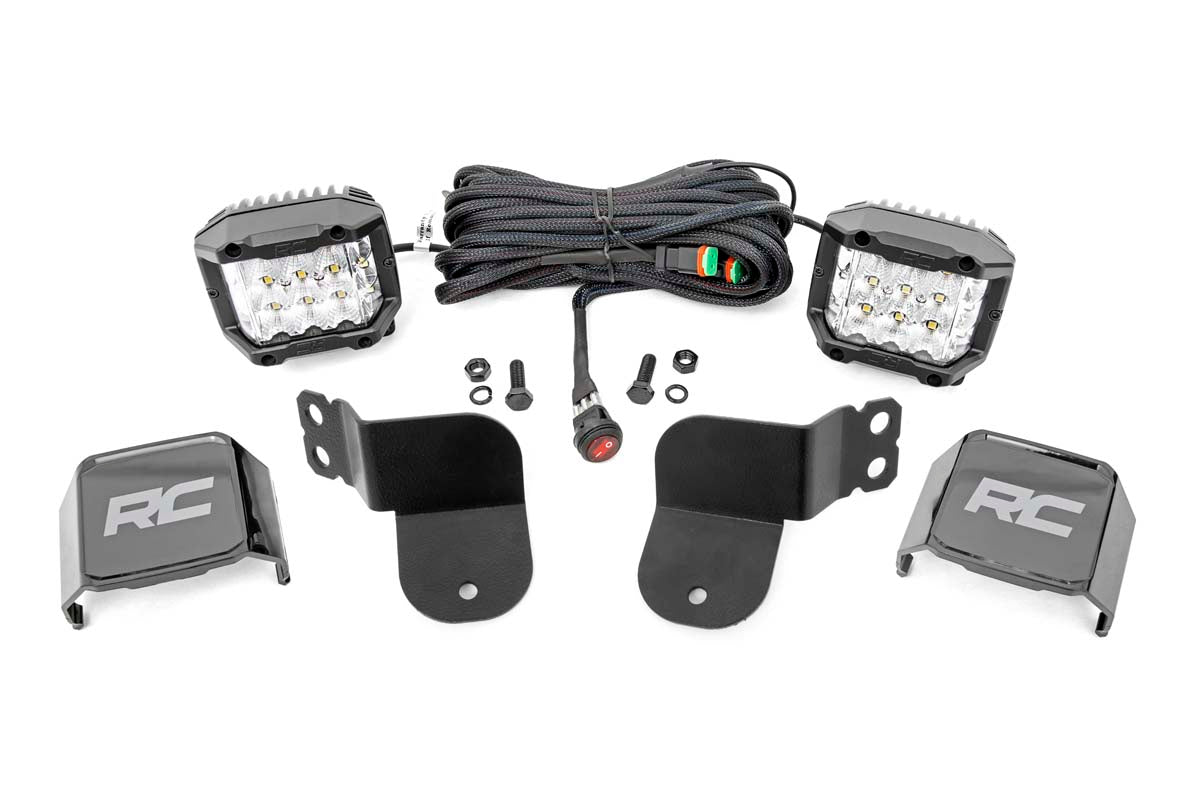 Rough Country Polaris Dual LED Cube Kit Black Series w/3 Inch OsRAM Wide Angle LED 16-20 General Rough Country