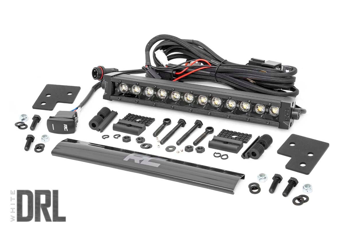 LED Light Kit | Bumper Mount | 12" Black Single Row | White DRL | Polaris Ranger XP 1000  Rough Country