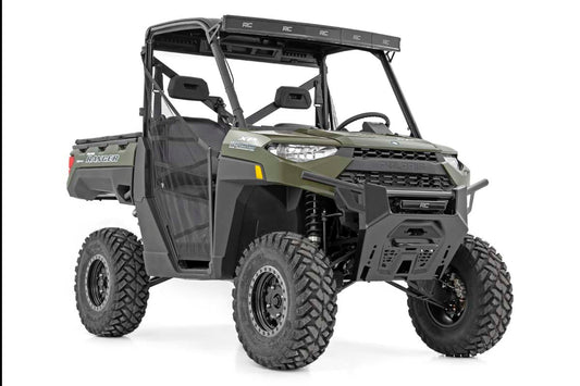 LED Light Kit Bumper Mount 12 Inch Black Single Row White DRL Polaris Ranger XP 1000 Rough Country-1