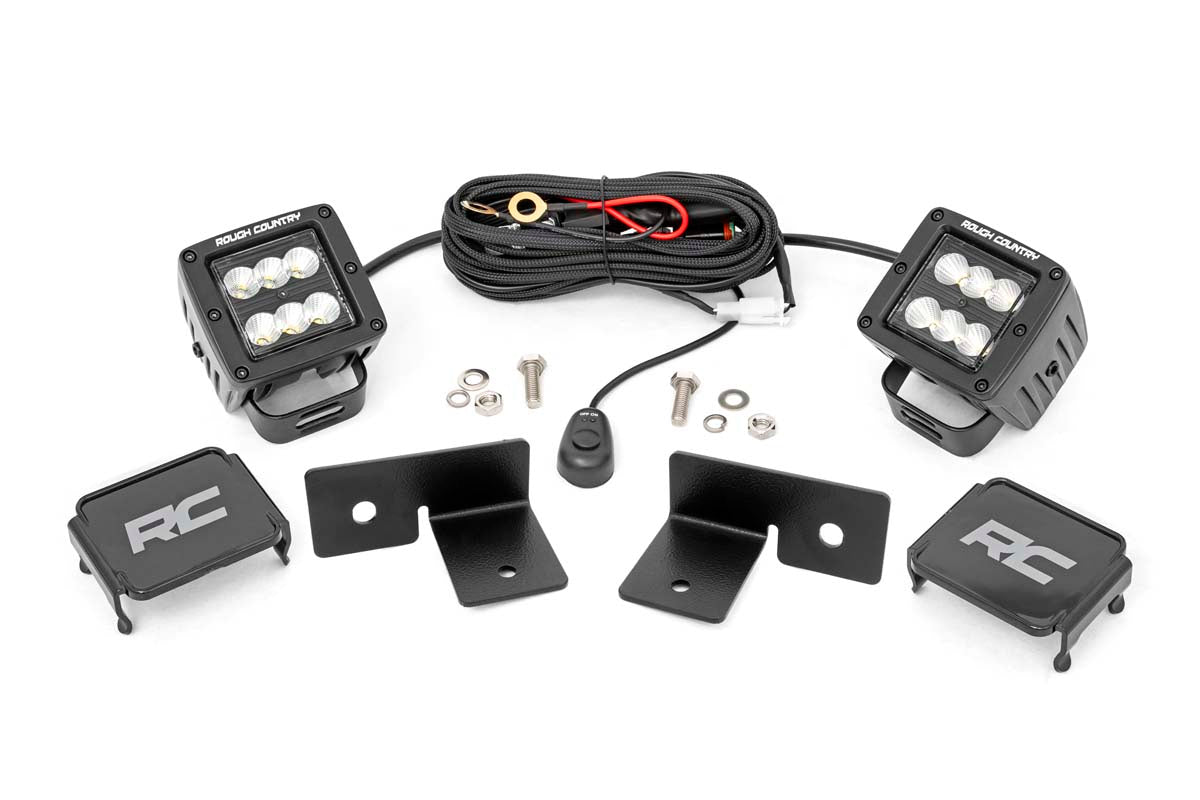 Rough Country Polaris General 2 Inch Cube Under Bed Black Combo LED Kit For 18-Pres General Rough Country