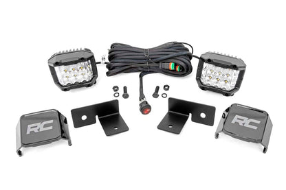 LED Light Kit Under Bed Mount 2 Inch Chrome Pair Wide Angle Polaris General XP 4 1000 Rough Country